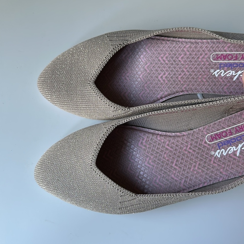 Skechers Cleo Flats Memory Foam Metallic Fibers Stretch Fit - Picture 4 of 13